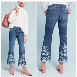Pilcro and the letterpress high rise flare floral hem size 27 jeans